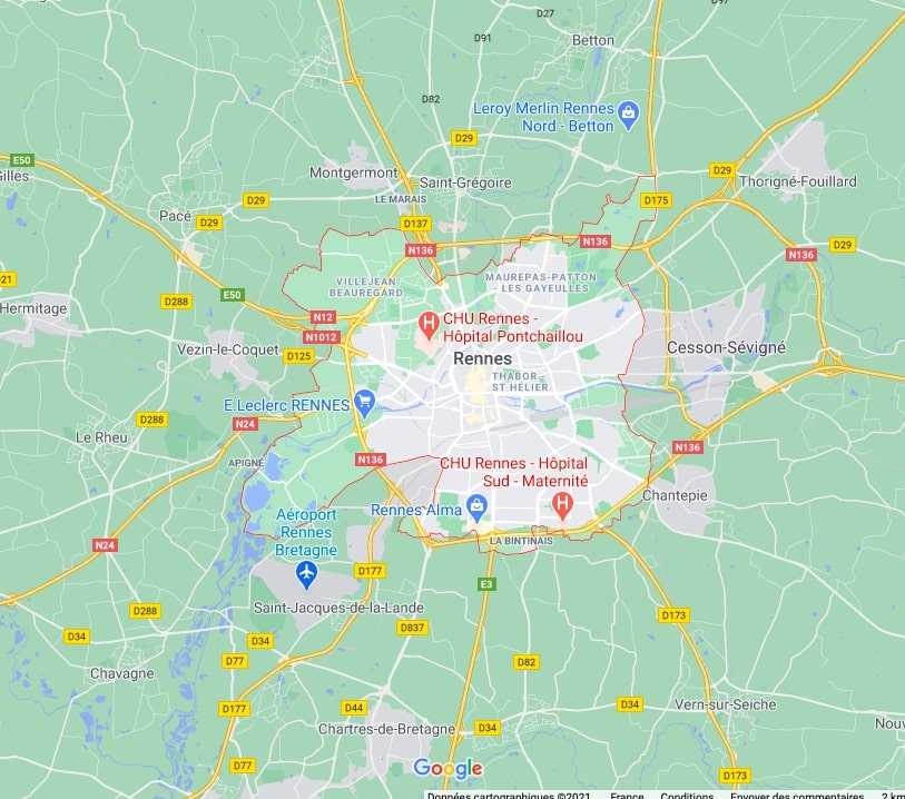 Carte de Rennes